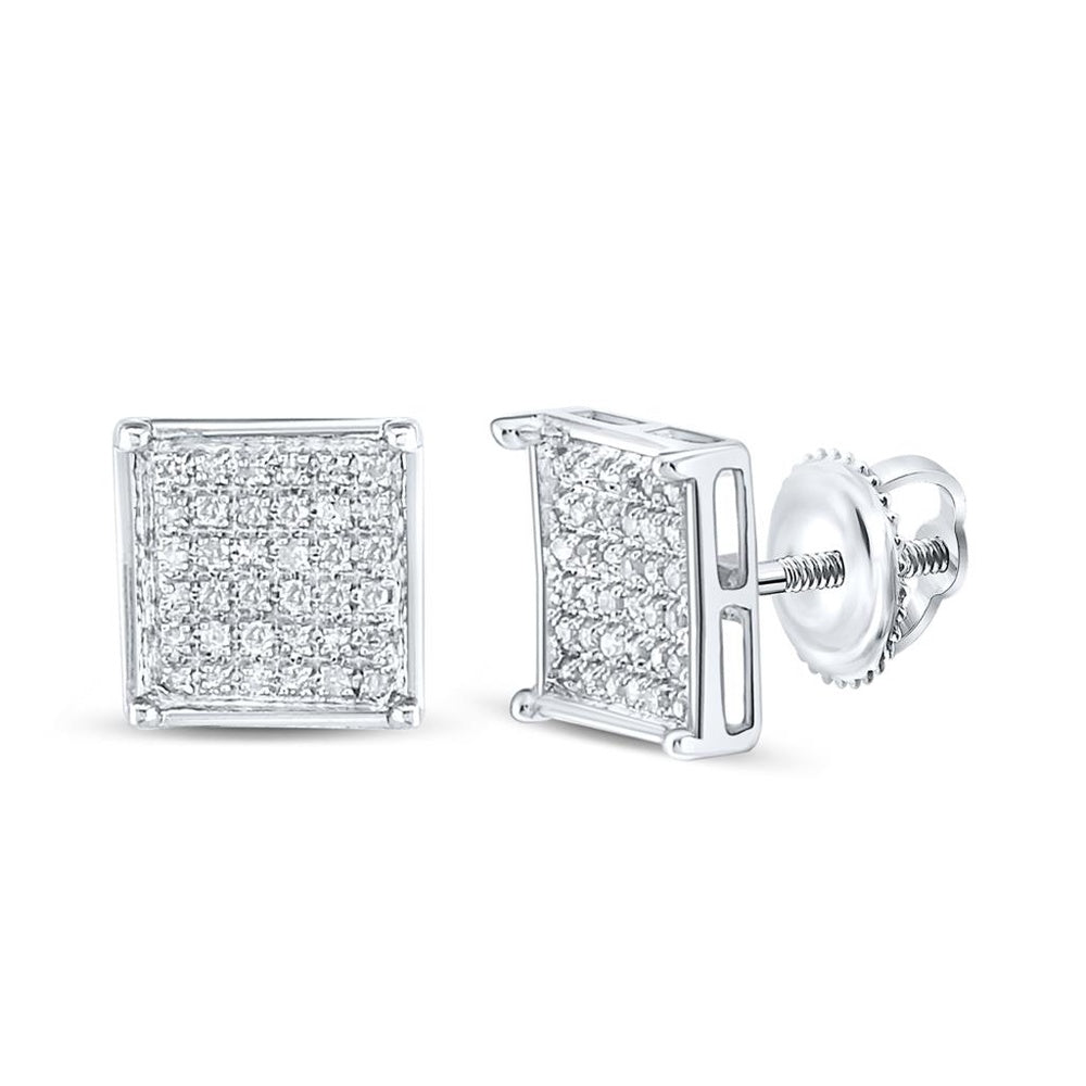 10K White Gold Round Diamond Stud Earrings - 1/4 Carat Total Diamond Weight