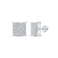 10K White Gold Round Diamond Stud Earrings - 1 Carat Total Diamond Weight