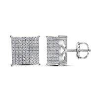 10K White Gold Round Diamond Stud Earrings - 1 Carat Total Diamond Weight