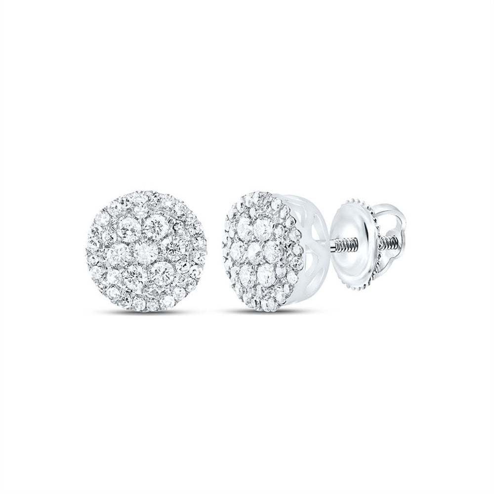 10K White Gold Round Diamond Stud Earrings - 3/8 Carat Total Diamond Weight