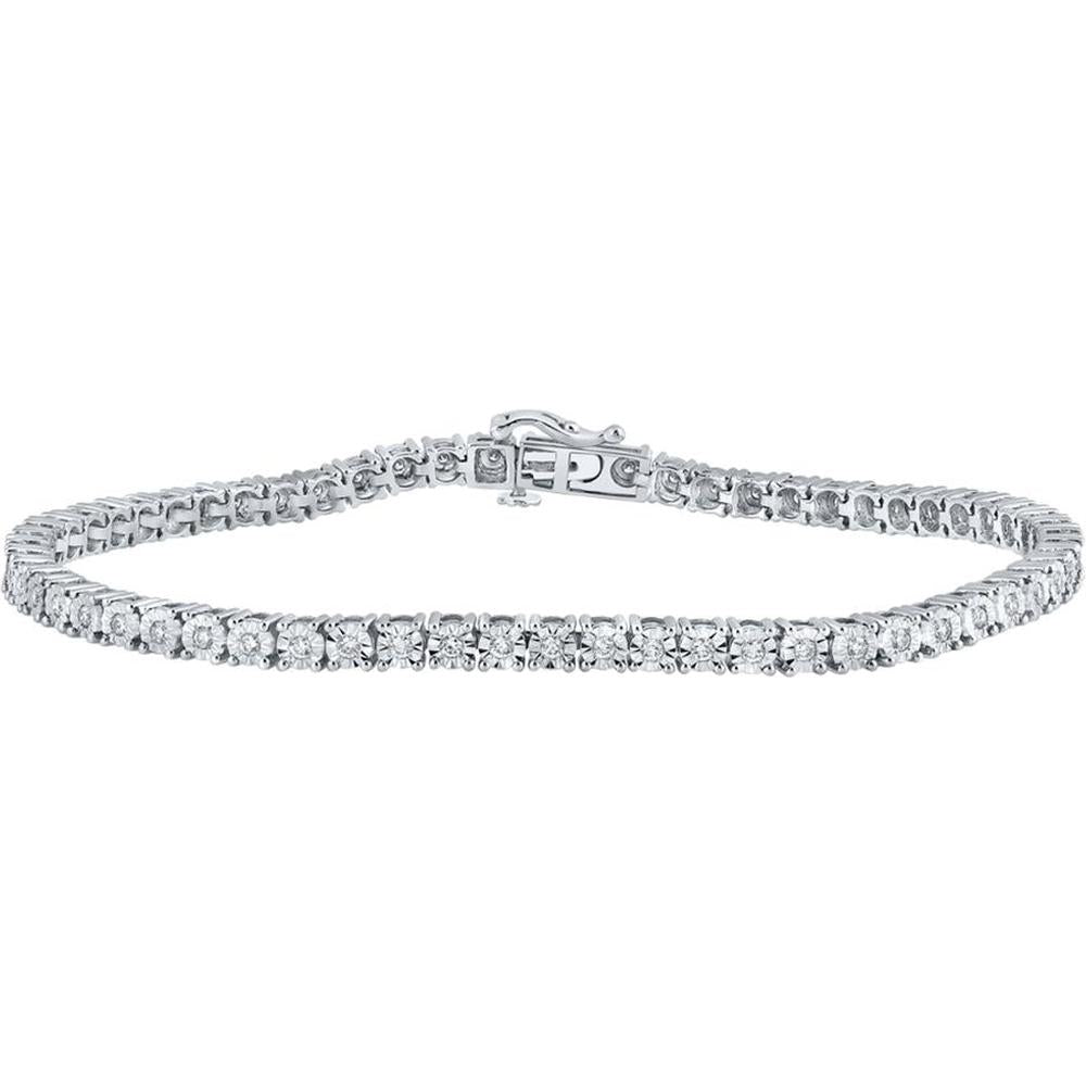 10K White Gold Round Diamond Tennis Bracelet with Prong-Set Diamonds - 1.24 Carat Total Diamond Weight