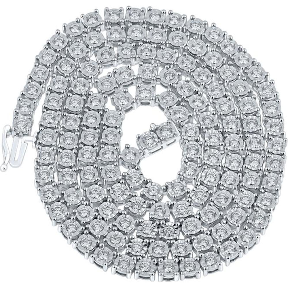 10K White Gold Round Diamond Tennis Necklace - 6.54 Carat Total Diamond Weight