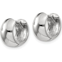 10K White Gold Round Hinged Hoop Earrings with Rhodium Plating - Polished Finish