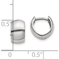 10K White Gold Round Hinged Hoop Earrings with Rhodium Plating - Polished Finish