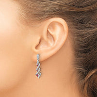 10K White Gold Ruby and Diamond 3-Stone Post Dangle Earrings - 0.26 Carat Total Ruby Weight by Monteluci Fine Jewelry