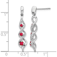 10K White Gold Ruby and Diamond 3-Stone Post Dangle Earrings - 0.26 Carat Total Ruby Weight by Monteluci Fine Jewelry