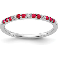10K White Gold Ruby and Diamond Band Ring with Round Rubies and Diamonds - 0.30 Carat Total Weight by 0