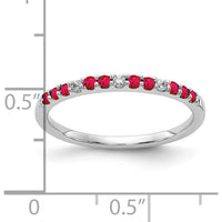 10K White Gold Ruby and Diamond Band Ring with Round Rubies and Diamonds - 0.30 Carat Total Weight by 0