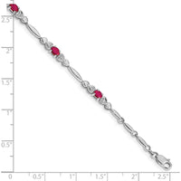 10K White Gold Ruby and Diamond Bracelet with Oval Rubies and Round Diamonds - 0.22 Carats Total Ruby Weight, 0.01 Carats Total Diamond Weight by Monteluci Fine Jewelry