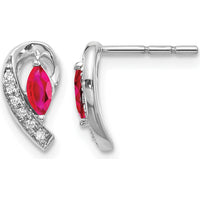 10K White Gold Ruby and Diamond Earrings - 0.16 Carat Ruby, 0.016 Carat Diamond by Monteluci Fine Jewelry
