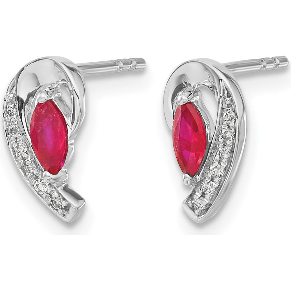 10K White Gold Ruby and Diamond Earrings - 0.16 Carat Ruby, 0.016 Carat Diamond by Monteluci Fine Jewelry