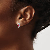 10K White Gold Ruby and Diamond Earrings - 0.16 Carat Ruby, 0.016 Carat Diamond by Monteluci Fine Jewelry
