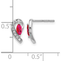 10K White Gold Ruby and Diamond Earrings - 0.16 Carat Ruby, 0.016 Carat Diamond by Monteluci Fine Jewelry