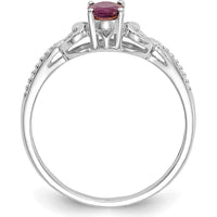 10K White Gold Ruby and Diamond Ring with Oval Ruby and Round Diamonds - 0.6 Carat Total Ruby Weight
