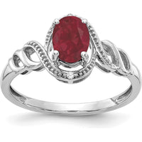 10K White Gold Ruby and Diamond Ring with Oval Ruby and Round Diamonds - 0.93 Carat Ruby, 0.016 Carat Diamonds