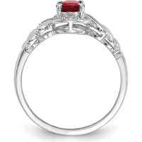 10K White Gold Ruby and Diamond Ring with Oval Ruby and Round Diamonds - 0.93 Carat Ruby, 0.016 Carat Diamonds