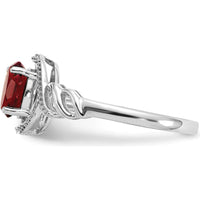 10K White Gold Ruby and Diamond Ring with Oval Ruby and Round Diamonds - 0.93 Carat Ruby, 0.016 Carat Diamonds