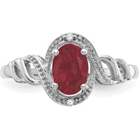 10K White Gold Ruby and Diamond Ring with Oval Ruby and Round Diamonds - 0.93 Carat Ruby, 0.016 Carat Diamonds