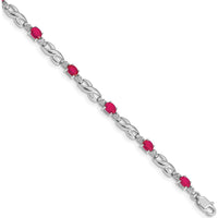 10K White Gold Ruby and Diamond Tennis Bracelet - 0.22 Carats Ruby, 0.01 Carats Diamond by Monteluci Fine Jewelry