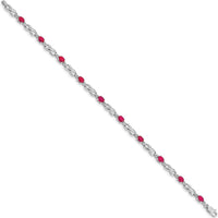 10K White Gold Ruby and Diamond Tennis Bracelet - 0.22 Carats Ruby, 0.01 Carats Diamond by Monteluci Fine Jewelry