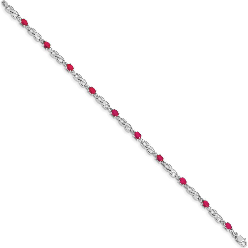 10K White Gold Ruby and Diamond Tennis Bracelet - 0.22 Carats Ruby, 0.01 Carats Diamond by Monteluci Fine Jewelry