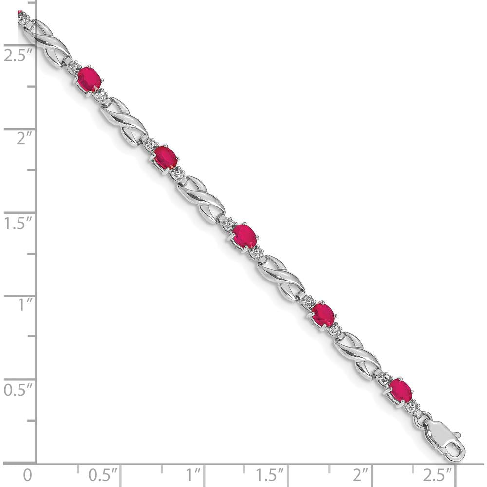 10K White Gold Ruby and Diamond Tennis Bracelet - 0.22 Carats Ruby, 0.01 Carats Diamond by Monteluci Fine Jewelry