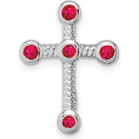 10K White Gold Ruby Cross Pendant with 5 Round Rubies - 0.0585 Carat Total Ruby Weight by Lumare Gioia