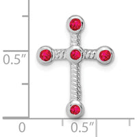 10K White Gold Ruby Cross Pendant with 5 Round Rubies - 0.0585 Carat Total Ruby Weight by Lumare Gioia