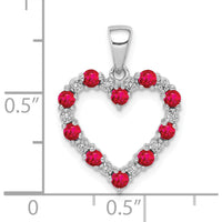 10K White Gold Ruby Heart Pendant with Diamond Accents - 0.05 Carat Ruby and 0.003 Carat Diamond by Lumare Gioia