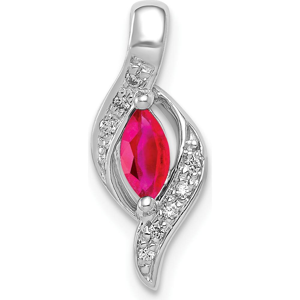 10K White Gold Ruby Marquise Pendant with Round Diamonds - 0.25 Carat Ruby, 0.01 Carat Total Diamond Weight by Lumare Gioia