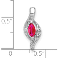 10K White Gold Ruby Marquise Pendant with Round Diamonds - 0.25 Carat Ruby, 0.01 Carat Total Diamond Weight by Lumare Gioia