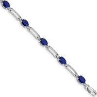 10K White Gold Sapphire and Diamond Bracelet - 0.6 Carats Sapphire, 0.01 Carats Diamond Total by Monteluci Fine Jewelry