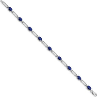 10K White Gold Sapphire and Diamond Bracelet - 0.6 Carats Sapphire, 0.01 Carats Diamond Total by Monteluci Fine Jewelry