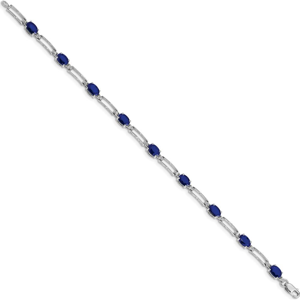 10K White Gold Sapphire and Diamond Bracelet - 0.6 Carats Sapphire, 0.01 Carats Diamond Total by Monteluci Fine Jewelry