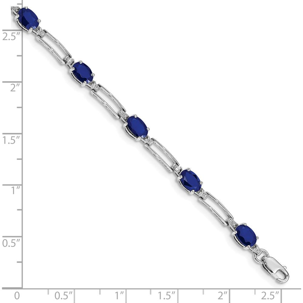 10K White Gold Sapphire and Diamond Bracelet - 0.6 Carats Sapphire, 0.01 Carats Diamond Total by Monteluci Fine Jewelry