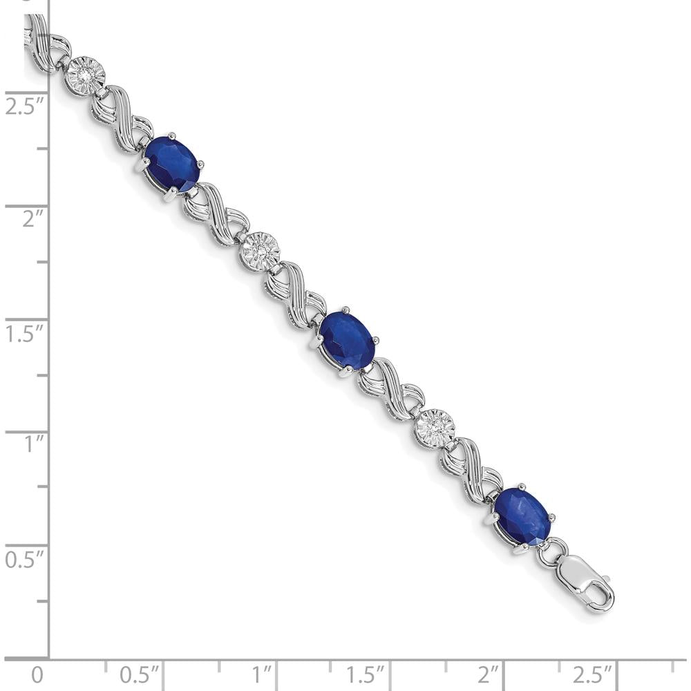 10K White Gold Sapphire and Diamond Infinity Bracelet - 1.20 Carats Total Sapphire Weight, 0.45 Carats Total Diamond Weight by Oro Pregiato