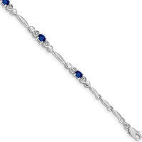 10K White Gold Sapphire and Diamond Tennis Bracelet with Oval Sapphires - 0.22 Carats Sapphire Weight, 0.01 Carats Diamond Weight by Monteluci Fine Jewelry