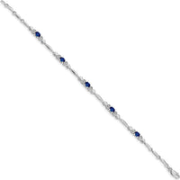 10K White Gold Sapphire and Diamond Tennis Bracelet with Oval Sapphires - 0.22 Carats Sapphire Weight, 0.01 Carats Diamond Weight by Monteluci Fine Jewelry