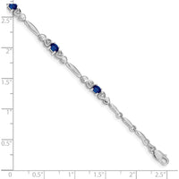 10K White Gold Sapphire and Diamond Tennis Bracelet with Oval Sapphires - 0.22 Carats Sapphire Weight, 0.01 Carats Diamond Weight by Monteluci Fine Jewelry