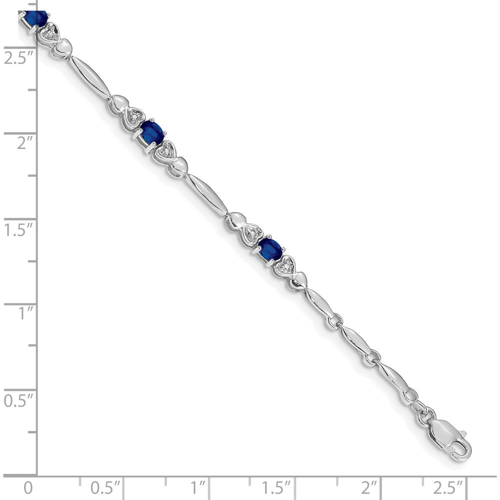 10K White Gold Sapphire and Diamond Tennis Bracelet with Oval Sapphires - 0.22 Carats Sapphire Weight, 0.01 Carats Diamond Weight by Monteluci Fine Jewelry