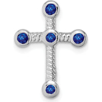 10K White Gold Sapphire Cross Pendant with 5 Round Sapphires - 0.0585 Carat Total Weight by Lumare Gioia