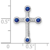 10K White Gold Sapphire Cross Pendant with 5 Round Sapphires - 0.0585 Carat Total Weight by Lumare Gioia