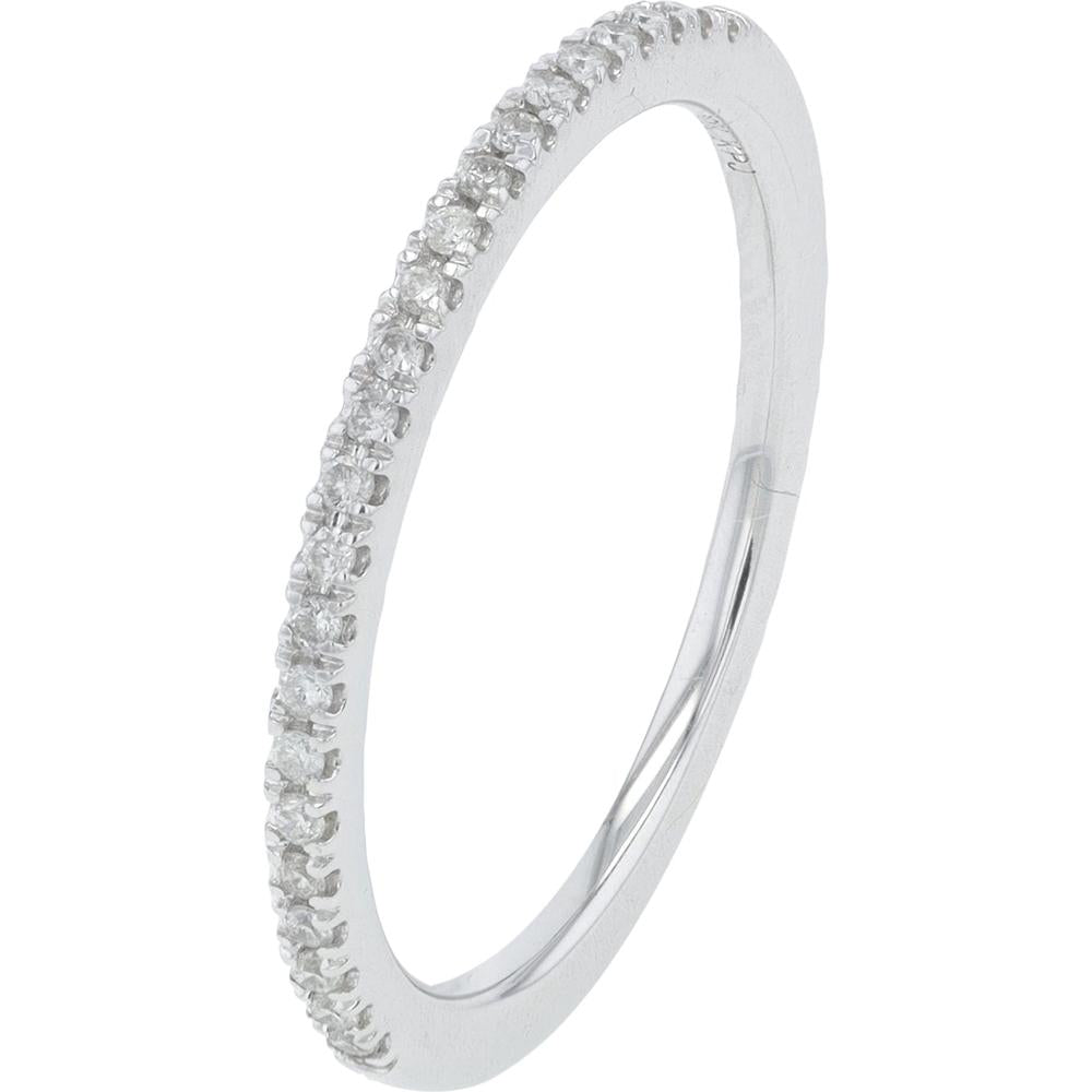 10K White Gold Slim Diamond Band with 0.13 Carat Prong - Set Round Diamonds