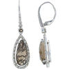 10K White Gold Smoky Quartz Teardrop Earrings with Diamond Halo - 0.25 Carat Total Diamond Weight