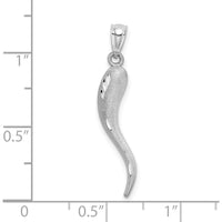 10K White Gold Solid Diamond-Cut Italian Horn Charm - 30mm Length