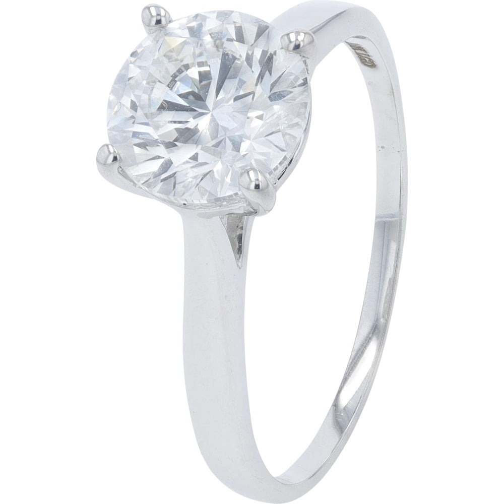 10K White Gold Solitaire Ring with 4-Prong Set Round Lab Grown Diamond - 1.00 Carat Total Diamond Weight