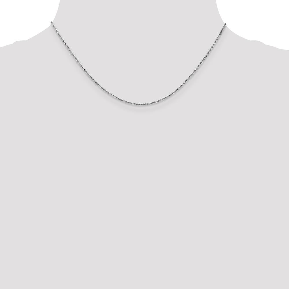 10K White Gold Spiga Chain Necklace with Polished Finish and Lobster Clasp - 16"