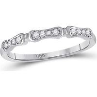 10K White Gold Stackable Band Ring with Prong-Set Round Diamonds - 0.10 Carat Total Diamond Weight