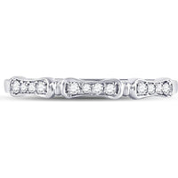 10K White Gold Stackable Band Ring with Prong-Set Round Diamonds - 0.10 Carat Total Diamond Weight