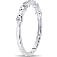10K White Gold Stackable Band Ring with Prong-Set Round Diamonds - 0.10 Carat Total Diamond Weight